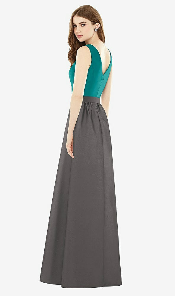 Back View - Caviar Gray & Jade Alfred Sung Bridesmaid Dress D752