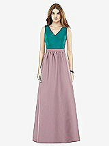 Front View Thumbnail - Dusty Rose & Jade Alfred Sung Bridesmaid Dress D752