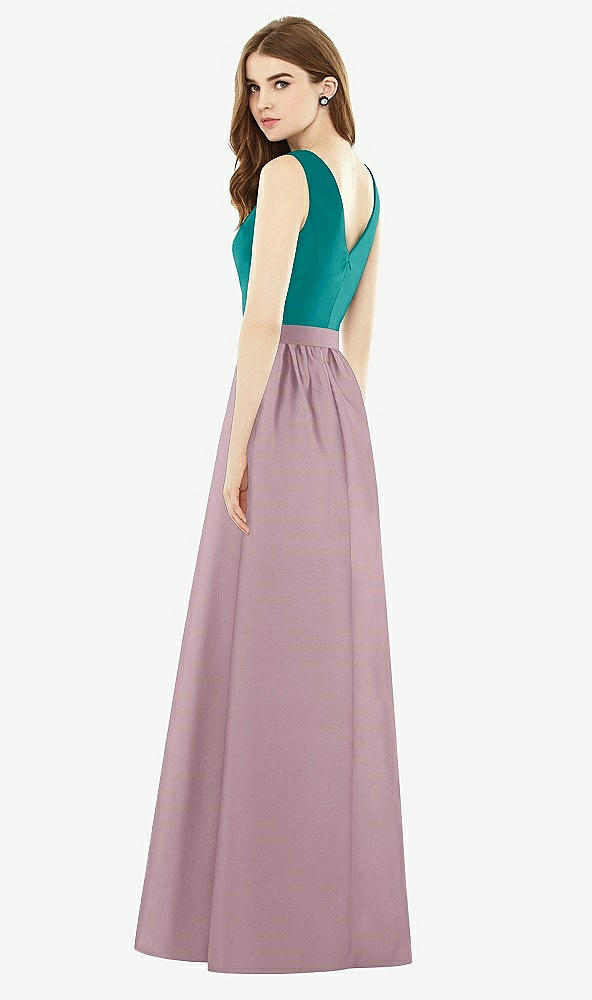 Back View - Dusty Rose & Jade Alfred Sung Bridesmaid Dress D752