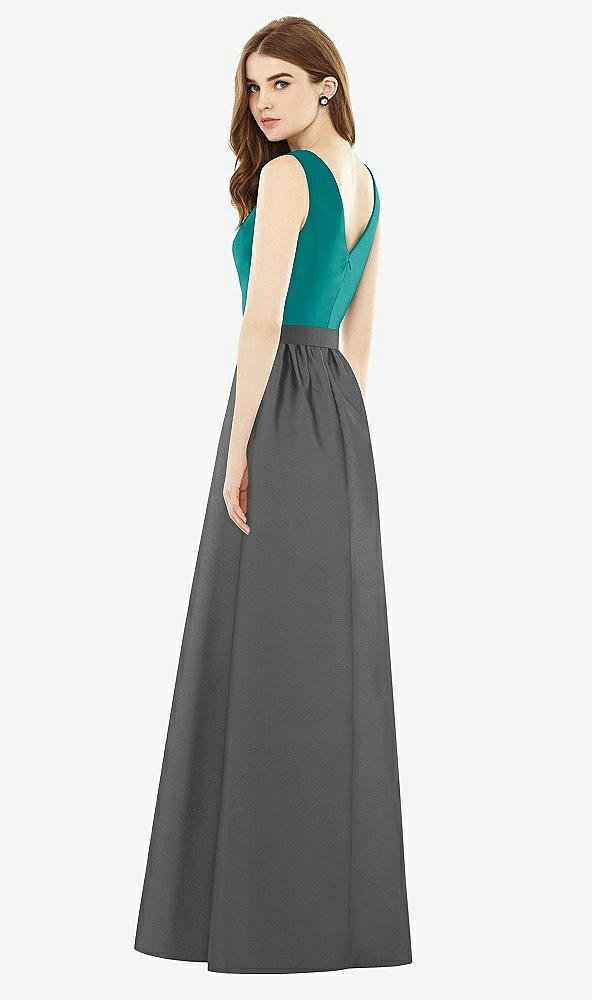 Back View - Gunmetal & Jade Alfred Sung Bridesmaid Dress D752