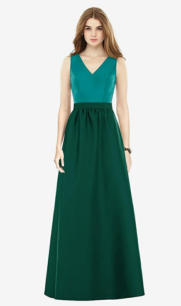 Front View - Hunter Green & Jade Alfred Sung Bridesmaid Dress D752