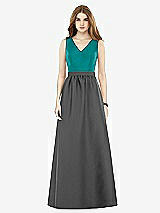 Front View Thumbnail - Pewter & Jade Alfred Sung Bridesmaid Dress D752