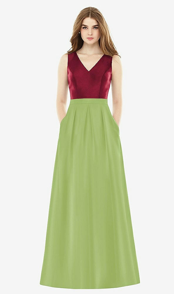 Front View - Mojito & Burgundy Alfred Sung Bridesmaid Dress D753