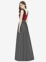 Rear View Thumbnail - Gunmetal & Burgundy Alfred Sung Bridesmaid Dress D753