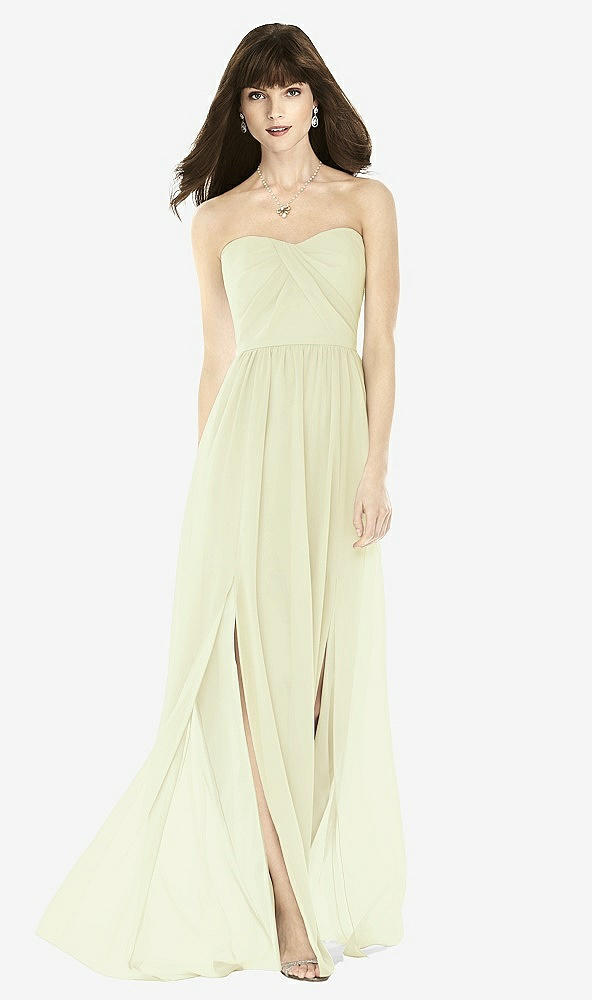 Front View - Butter Yellow Sweeheart Chiffon Natural Waist Dress