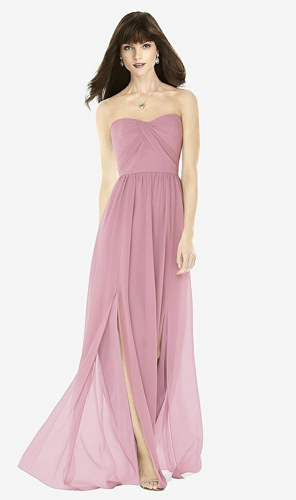 Front View - Dusty Pink Sweeheart Chiffon Natural Waist Dress
