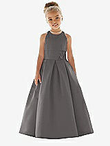 Front View Thumbnail - Caviar Gray Flower Girl Dress FL4059