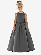 Front View Thumbnail - Pewter Flower Girl Dress FL4059