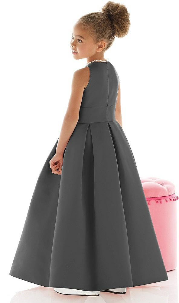 Back View - Pewter Flower Girl Dress FL4059