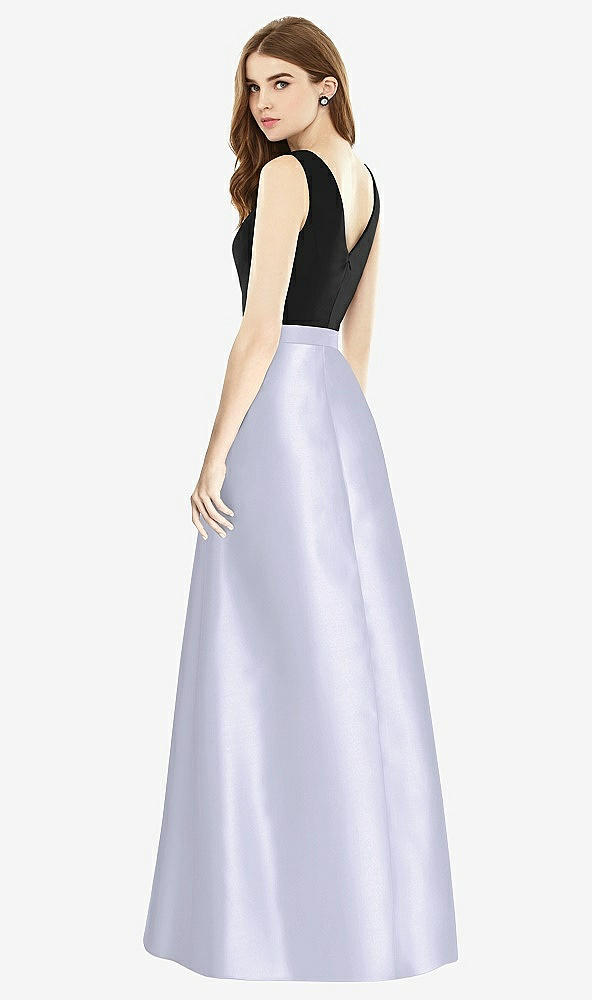 Back View - Silver Dove & Black Sleeveless A-Line Satin Dress with Pockets