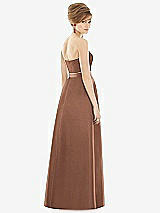 Rear View Thumbnail - Cognac & Cognac Strapless Pleated Skirt Maxi Dress with Pockets