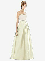 Front View Thumbnail - Butter Yellow & Ivory Strapless Pleated Skirt Maxi Dress with Pockets