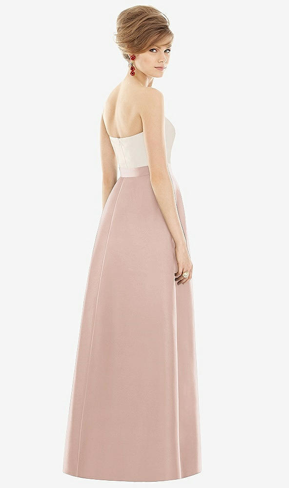 Back View - Toasted Sugar & Ivory Strapless Pleated Skirt Maxi Dress with Pockets