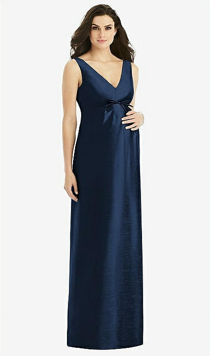 【RE RHEE】24SS SWEETHEART-NECK SLEEVES DRESS MIDNIGHT NAVY Sleeveless Satin Twill Maternity Bridesmaid Dress In