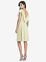 Rear View Thumbnail - Butter Yellow Midi Natural Waist Ruffled VNeck Dress