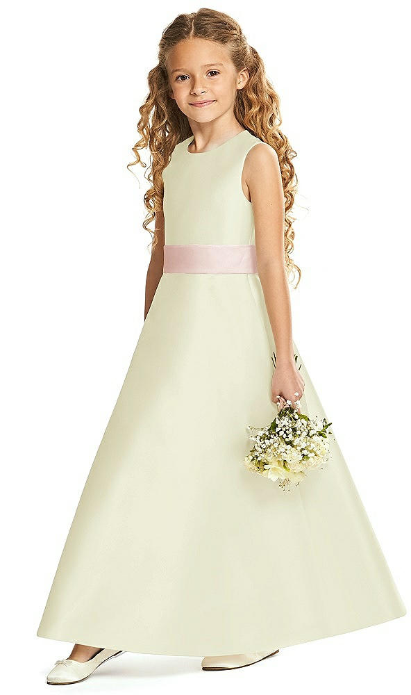 Front View - Butter Yellow & Blush Flower Girl Dress FL4062
