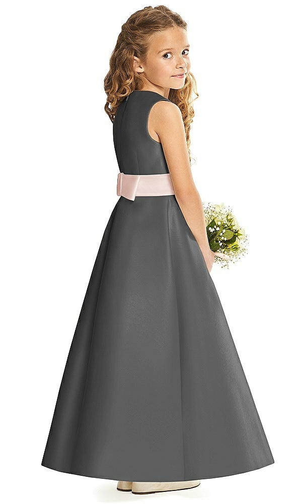 Back View - Gunmetal & Blush Flower Girl Dress FL4062