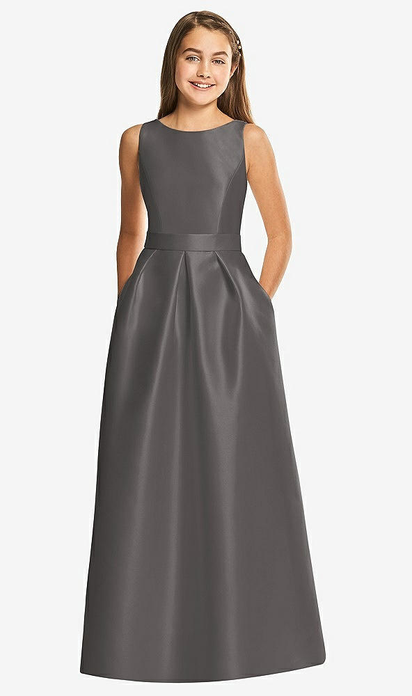 Front View - Caviar Gray Alfred Sung Junior Bridesmaid Style JR544