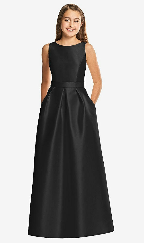 Front View - Black Alfred Sung Junior Bridesmaid Style JR544