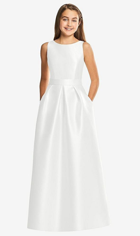 Front View - White Alfred Sung Junior Bridesmaid Style JR544