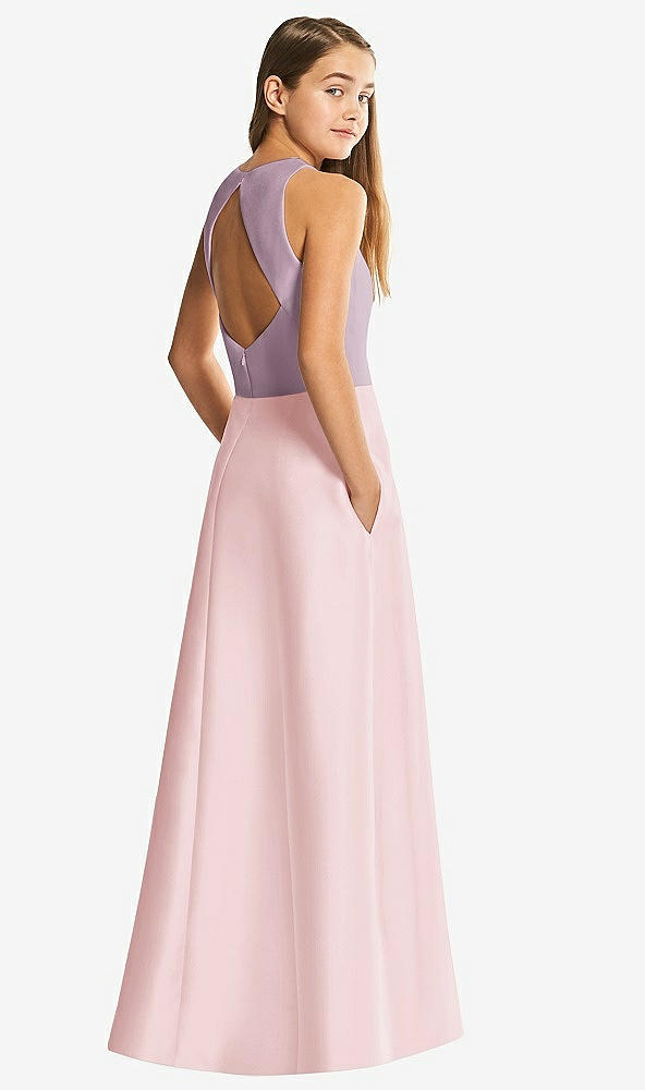 Front View - Ballet Pink & Suede Rose Alfred Sung Junior Bridesmaid Style JR545