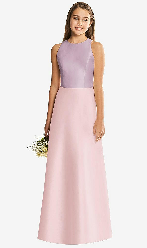 Back View - Ballet Pink & Suede Rose Alfred Sung Junior Bridesmaid Style JR545
