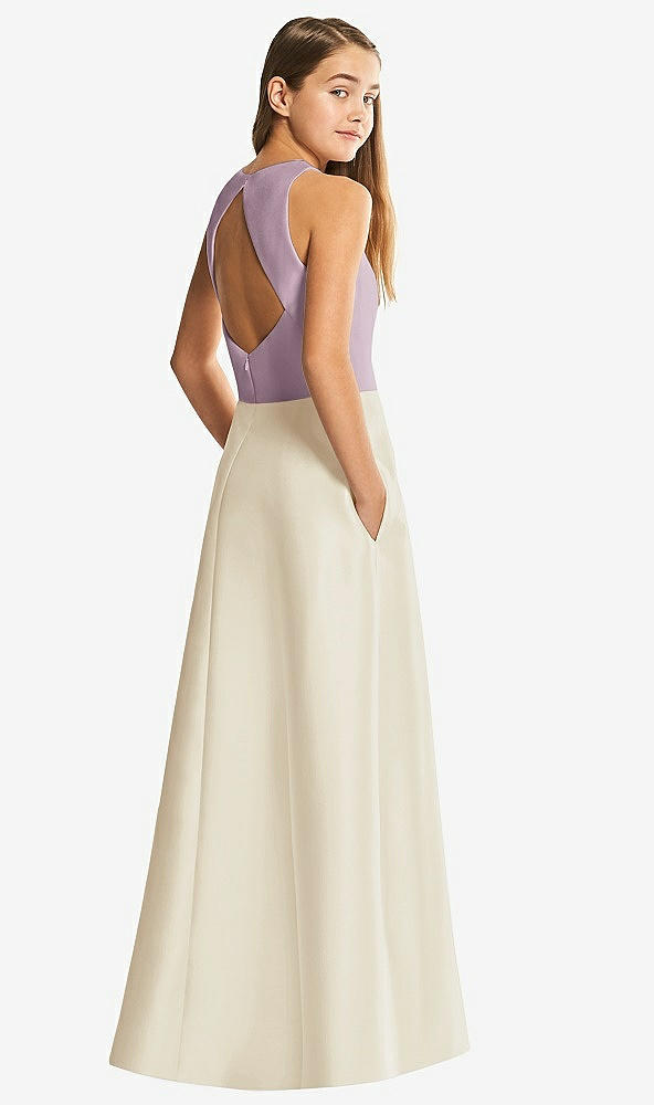 Front View - Champagne & Suede Rose Alfred Sung Junior Bridesmaid Style JR545