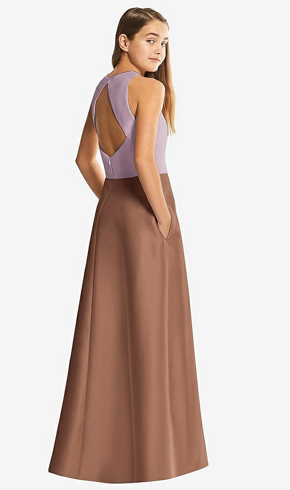 Front View - Cognac & Suede Rose Alfred Sung Junior Bridesmaid Style JR545