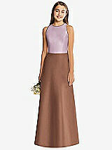 Rear View Thumbnail - Cognac & Suede Rose Alfred Sung Junior Bridesmaid Style JR545