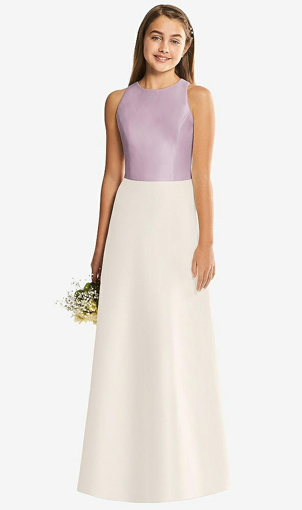 Back View - Ivory & Suede Rose Alfred Sung Junior Bridesmaid Style JR545
