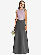 Rear View Thumbnail - Pewter & Suede Rose Alfred Sung Junior Bridesmaid Style JR545