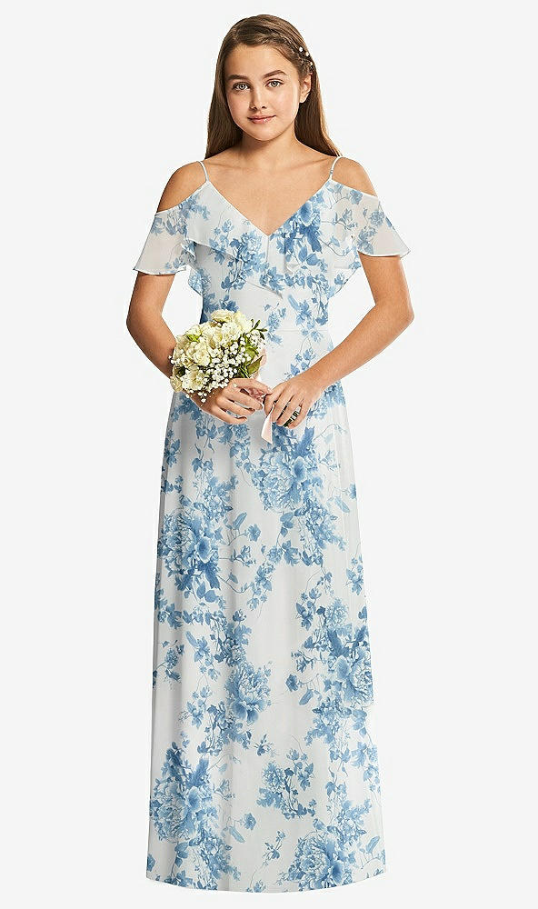 Front View - Cottage Rose Dusk Blue Dessy Collection Junior Bridesmaid Dress JR548