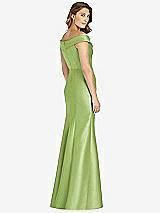 Rear View Thumbnail - Mojito Off-the-Shoulder Cuff Trumpet Gown with Front Slit