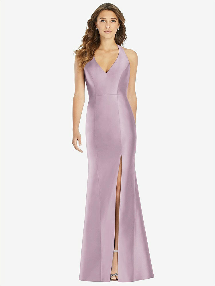 THE RED THREAD V slit long dress fog