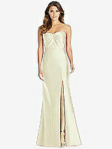 Front View Thumbnail - Butter Yellow Strapless Draped Bodice Trumpet Gown 
