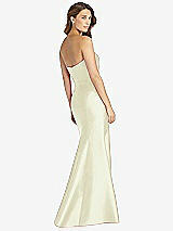 Rear View Thumbnail - Butter Yellow Strapless Draped Bodice Trumpet Gown 