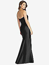 Rear View Thumbnail - Black Strapless Draped Bodice Trumpet Gown 