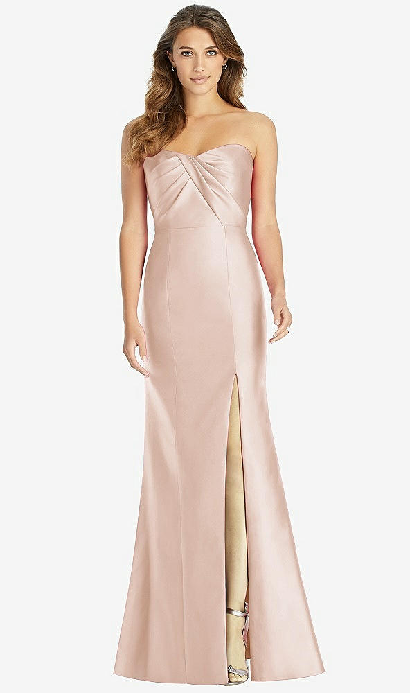 Front View - Cameo Strapless Draped Bodice Trumpet Gown 