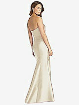 Rear View Thumbnail - Champagne Strapless Draped Bodice Trumpet Gown 