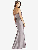 Rear View Thumbnail - Cashmere Gray Strapless Draped Bodice Trumpet Gown 