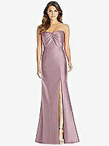 Front View Thumbnail - Dusty Rose Strapless Draped Bodice Trumpet Gown 
