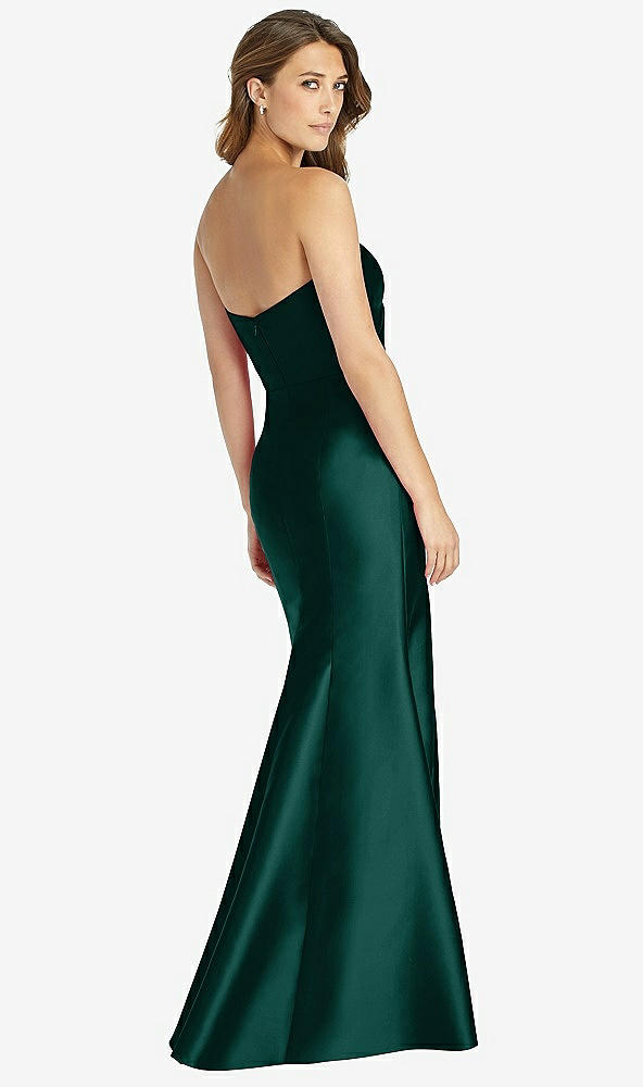 Back View - Evergreen Strapless Draped Bodice Trumpet Gown 