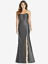 Front View Thumbnail - Gunmetal Strapless Draped Bodice Trumpet Gown 