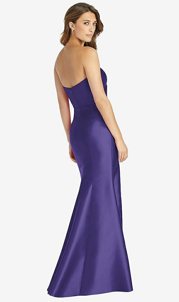 Back View - Grape Strapless Draped Bodice Trumpet Gown 
