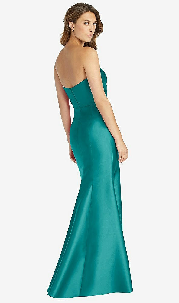 Back View - Jade Strapless Draped Bodice Trumpet Gown 