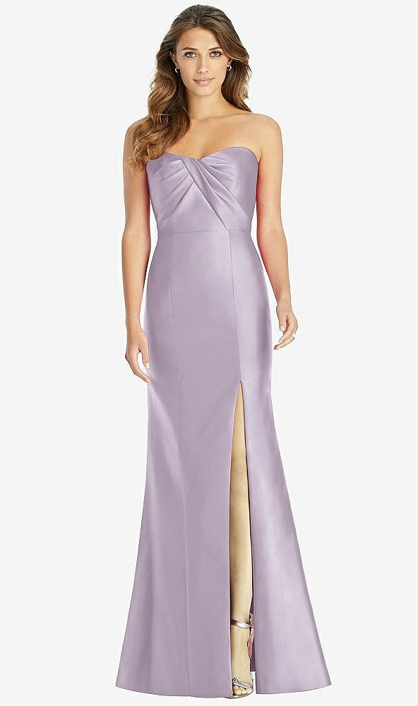 Front View - Lilac Haze Strapless Draped Bodice Trumpet Gown 