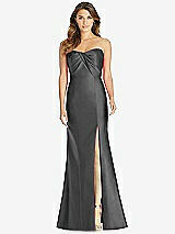 Front View Thumbnail - Pewter Strapless Draped Bodice Trumpet Gown 