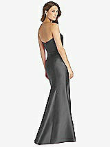 Rear View Thumbnail - Pewter Strapless Draped Bodice Trumpet Gown 