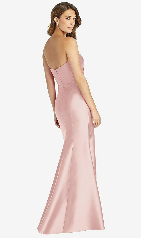 Back View - Rose Strapless Draped Bodice Trumpet Gown 