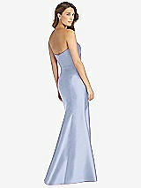 Rear View Thumbnail - Sky Blue Strapless Draped Bodice Trumpet Gown 